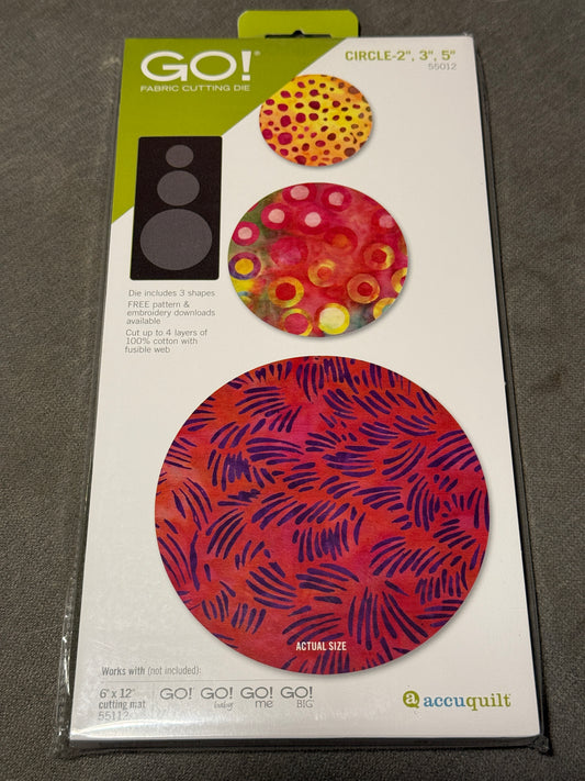 AccuQuilt Stanzform Circle Kreise 2 Inch, 3 Inch und 5 Inch (5,1, 7,6 & 12,7 cm)