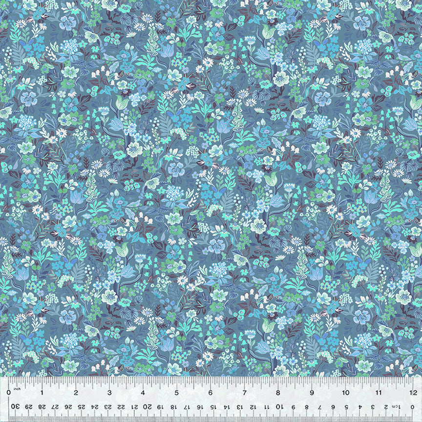 DITSY GARDEN - Windham - Meterware in blauen Tönen mit Blumen - reduziert - letzter Bestand