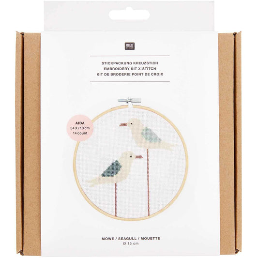 Rico-Design Stickpackung "MÖWE" gezählter Kreuzstich inkl. Rahmen und allem Material