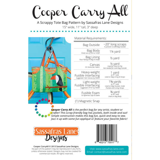 Schnittmuster "Cooper Carry All" Tasche 15 x 11 x 3 Inch (38 x 27,9 x 7,6 cm)