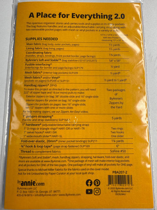 A Place for Everything 2.0 Anleitung Nähen Tasche ByAnnie Patterns By Annie Organizer