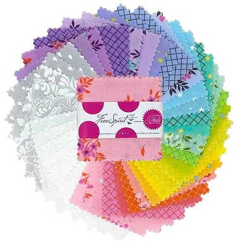 TRUE COLORS TULA PINK - MINI Charm Pack 2,5 Inch 42 Teile