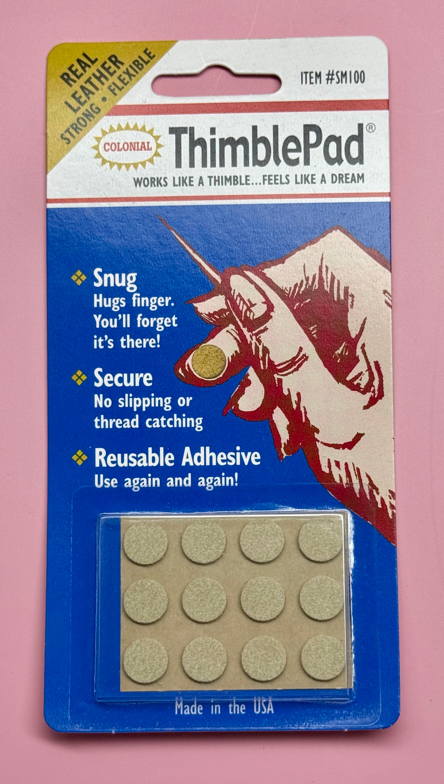 ThimblePad Fingerhut Kleben Leder wiederverwendbar Fingerschutz