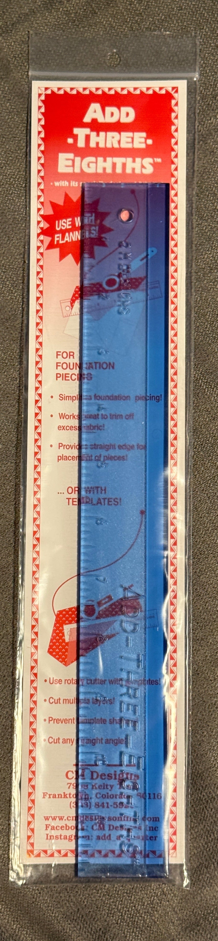 Add-Three-Eights Ruler Lineal lang 12 Inch blau