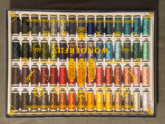 Wonderfil DecoBob Collection 80 wt Polyestergarn mit Baumwolle 60 Spulen a 250 Meter Lauflänge