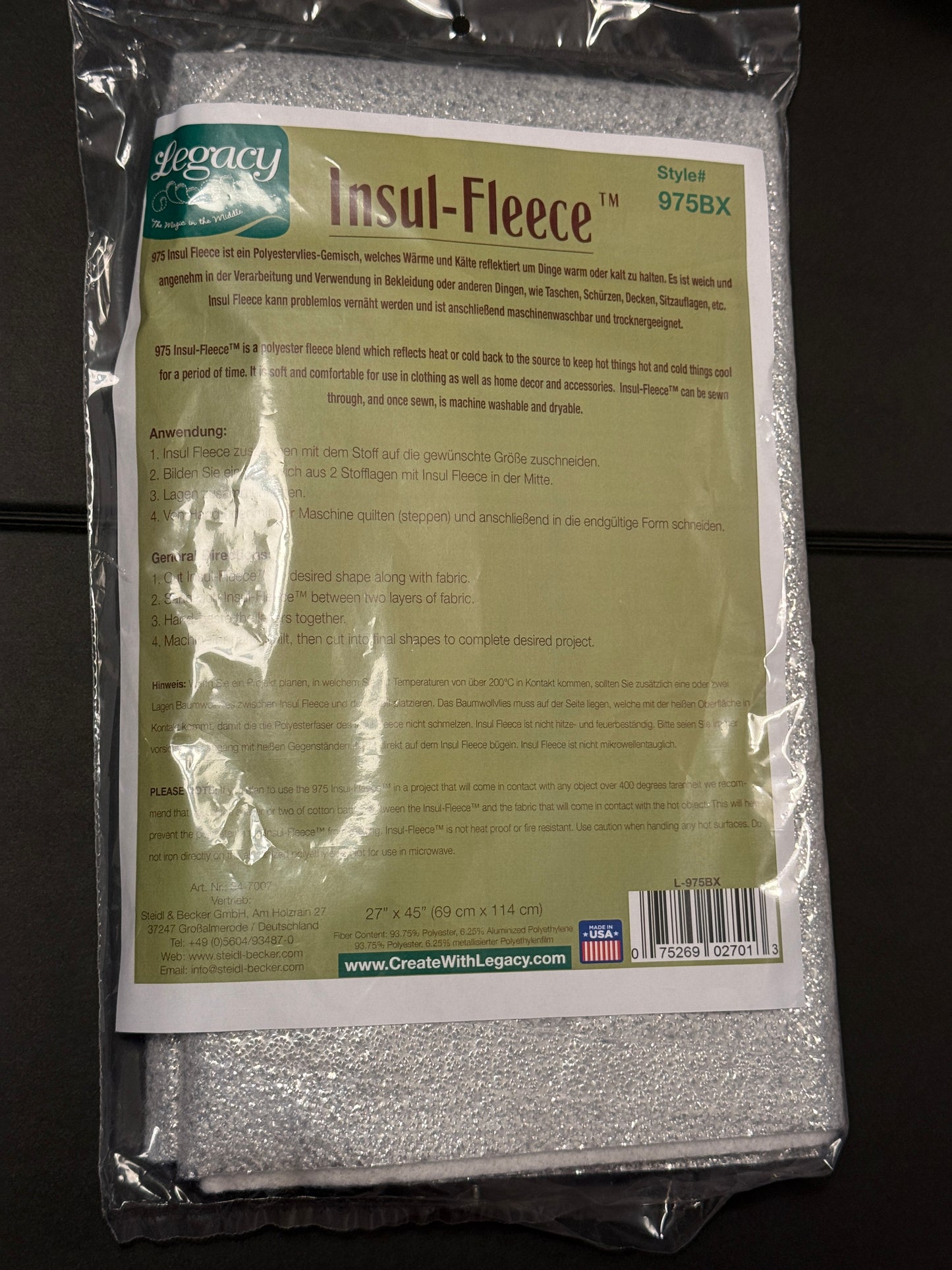 Insul-Fleece Zuschnitt (69 cm x 114 cm) Thermovlies