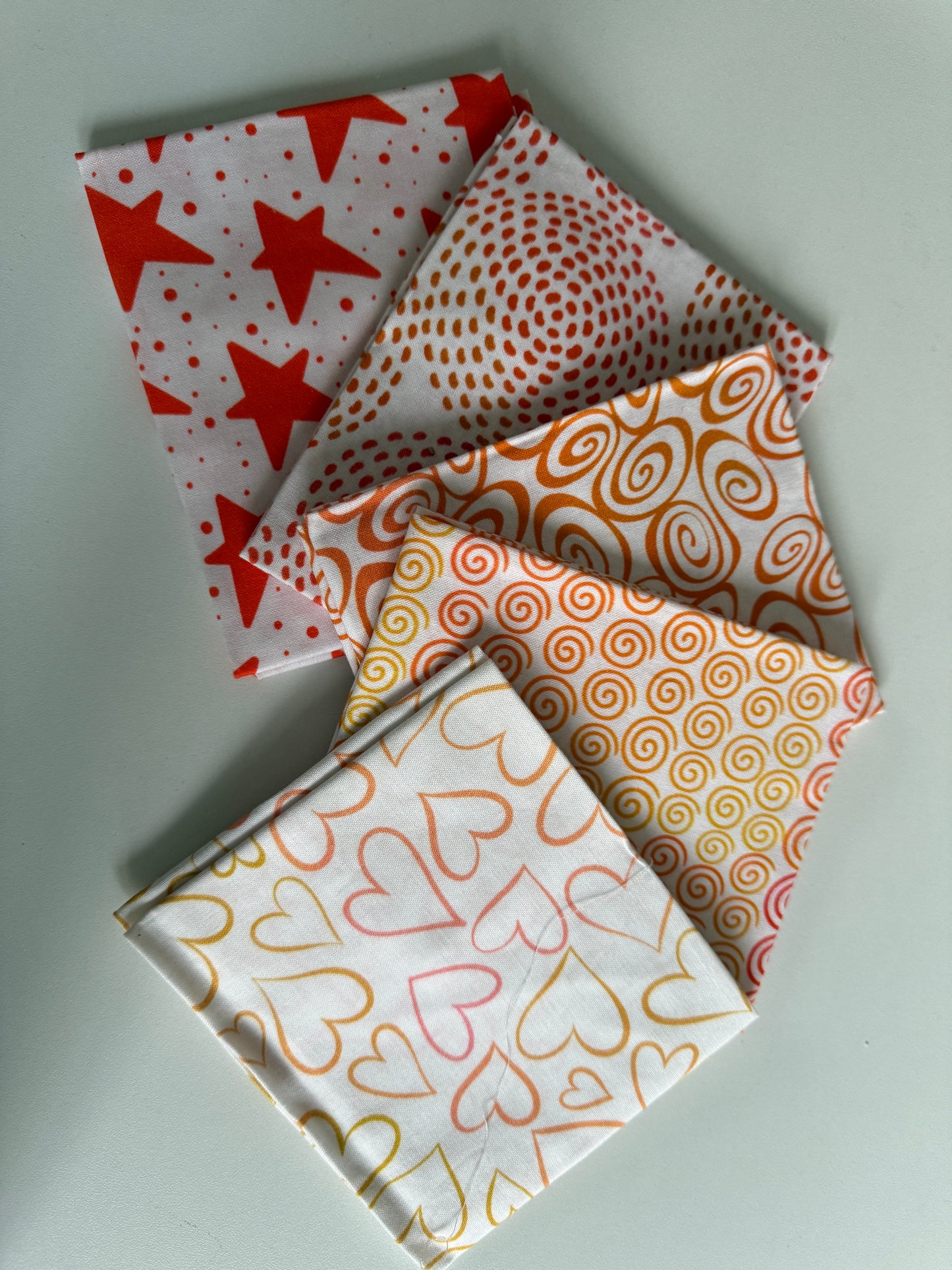 Fat Quarter Paket 5 Stück rot orange a ca. 45 x 53 cm Patchwork Quilten Tasche