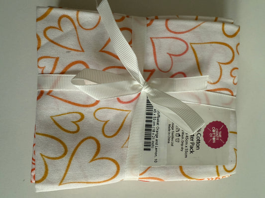 Fat Quarter Paket 5 Stück rot orange a ca. 45 x 53 cm Patchwork Quilten Tasche