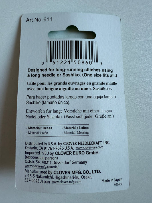 Clover Sashiko Ring Fingerschutz Platte Art Nr. 611 Sticken Japan verstellbar