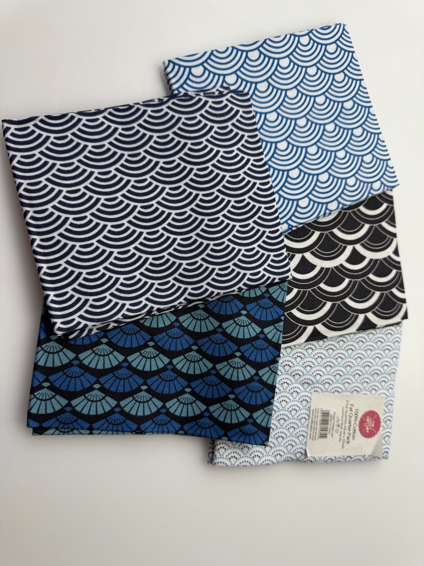 Fat Quarter Paket 5 Stück Blautöne a ca. 45 x 53 cm Patchwork Quilten Tasche