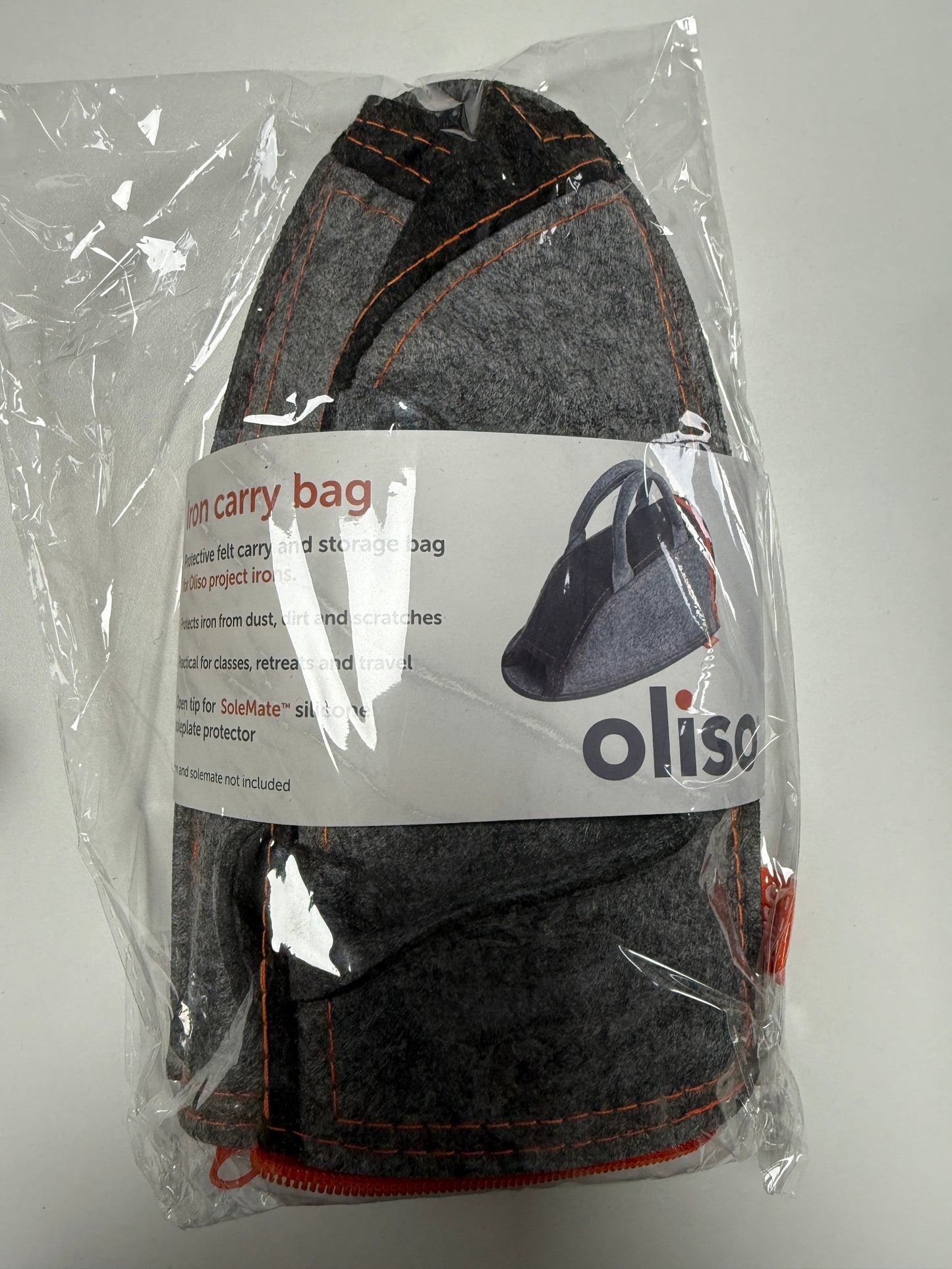 Hülle für oliso Mini Bügeleisen aus Polyester Filz grau von oliso