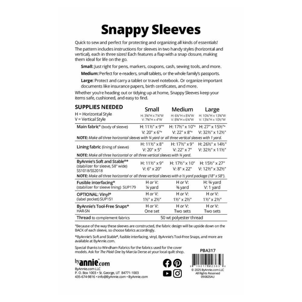 Schnittmuster Snappy Sleeves ByAnnie's Tasche mit Drucknopfverschluss Einstecken