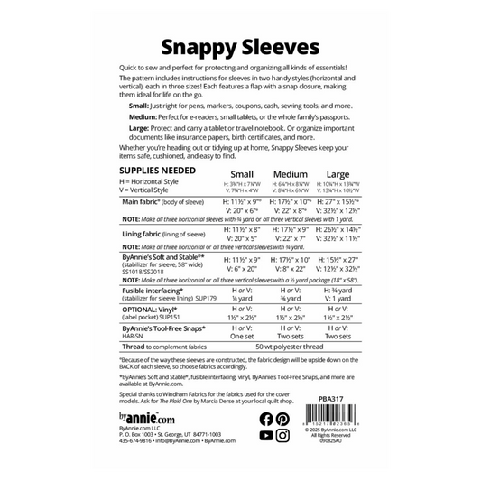 Schnittmuster Snappy Sleeves ByAnnie's Tasche mit Drucknopfverschluss Einstecken