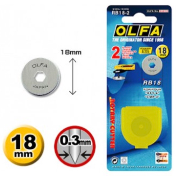OLFA 18 mm Rotary Blade (Doppel-Pack) Ersatzklinge für Rollschneider