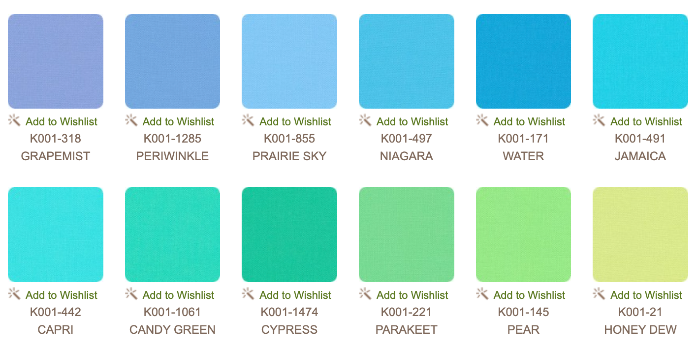 KONA COTTON, CHARM SQUARES 5 x 5 Inch (42 teilig) - Mermaid Shores Palette