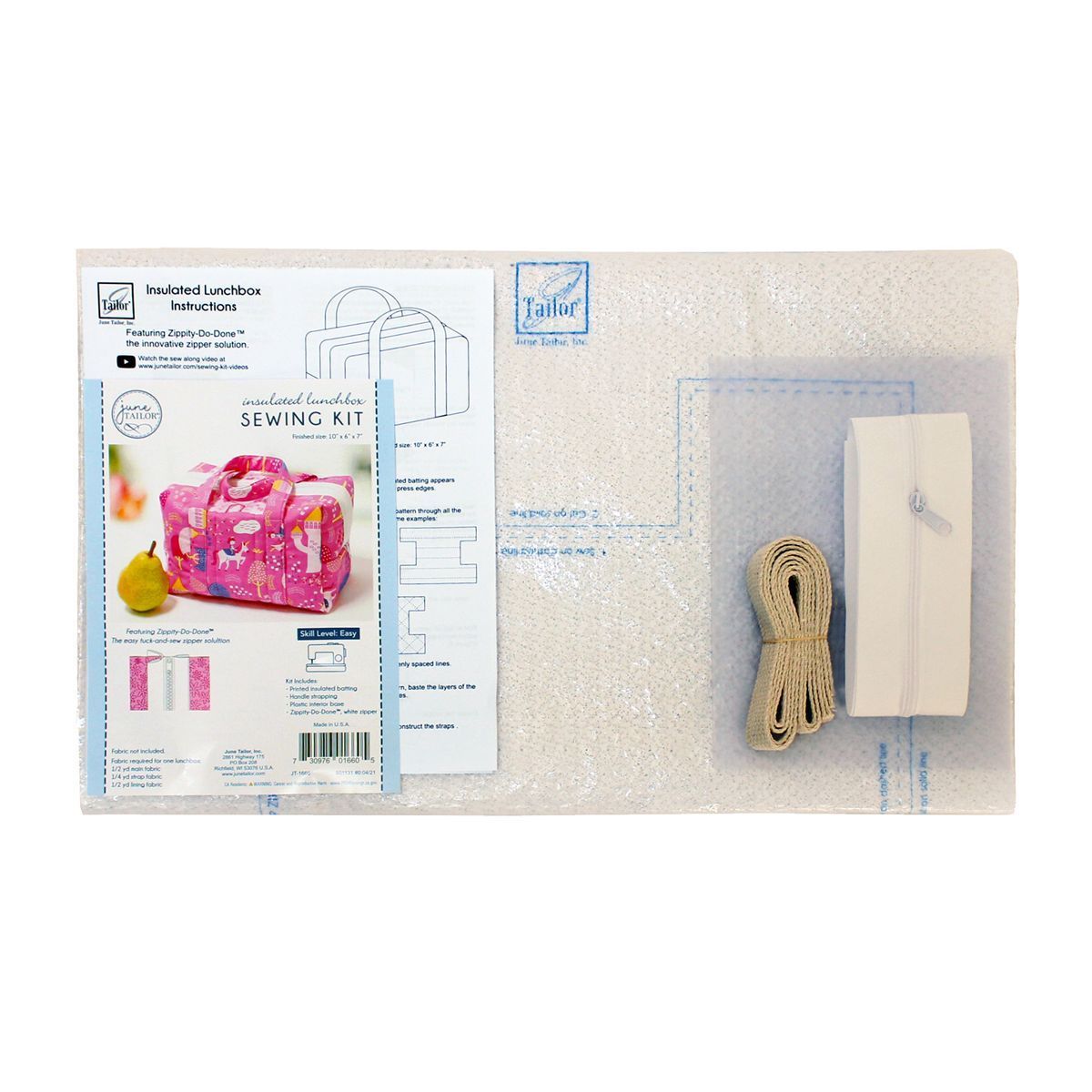 June Tailor Zippity-Do-Done Lunchbox Tote Nähset, inkl. Isomaterial als Kühltasche – Weiß