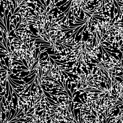Night & Day, Tossed Sprigs - Benartex -  Meterware in schwarz/weiß - reduziert - letzter Bestand