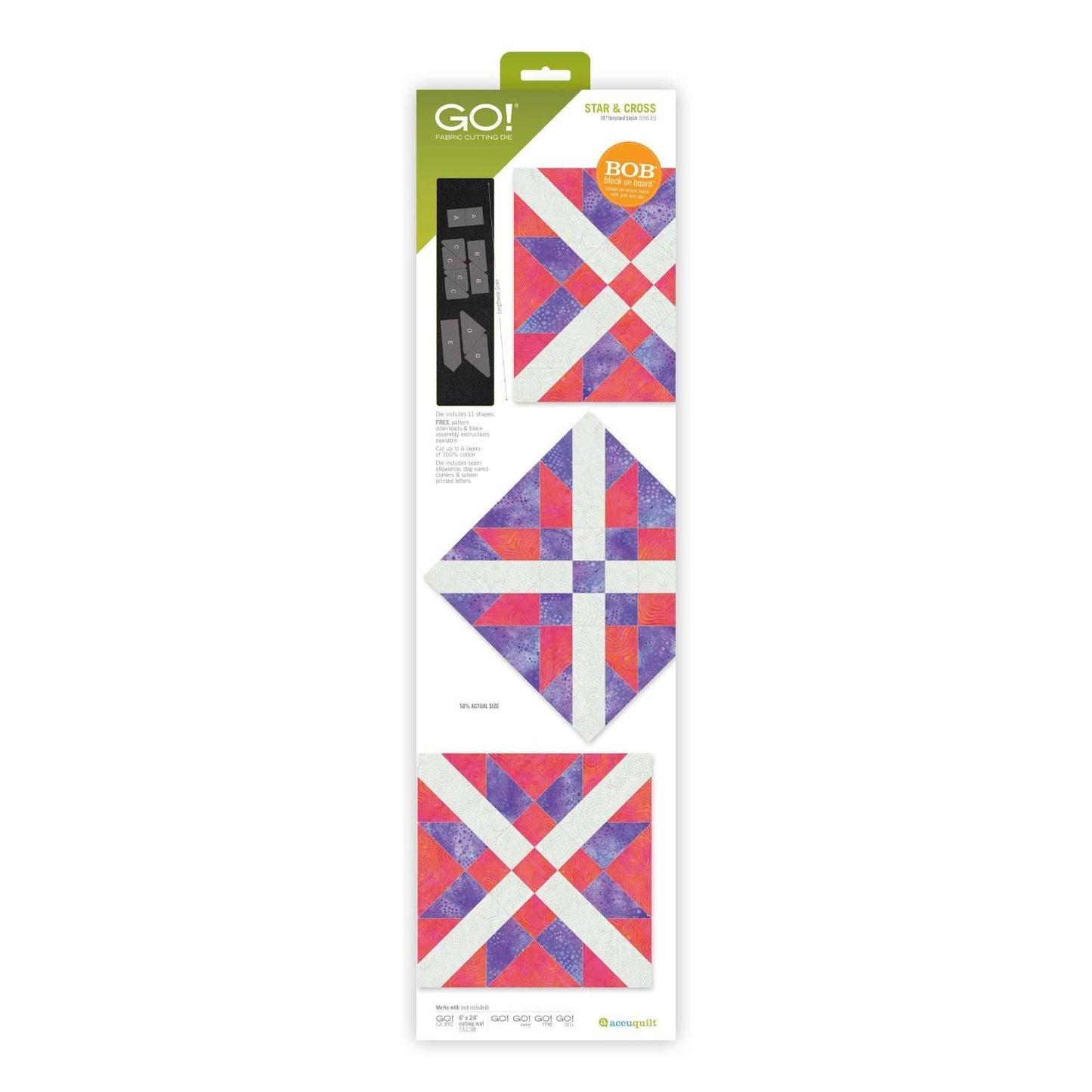 Accuquilt Stanzform Star & Cross 10 inch fertige Größe (ca. 25,4 cm)