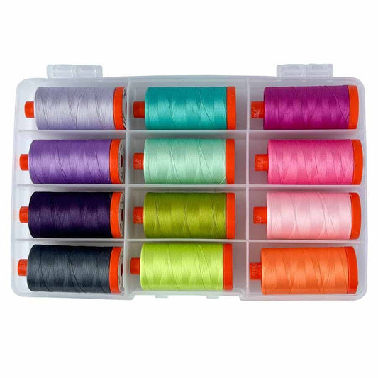 Aurifil Tula Pink Garnbox Collection Untamed 50WT und NEON 12 x 1.000 Garn