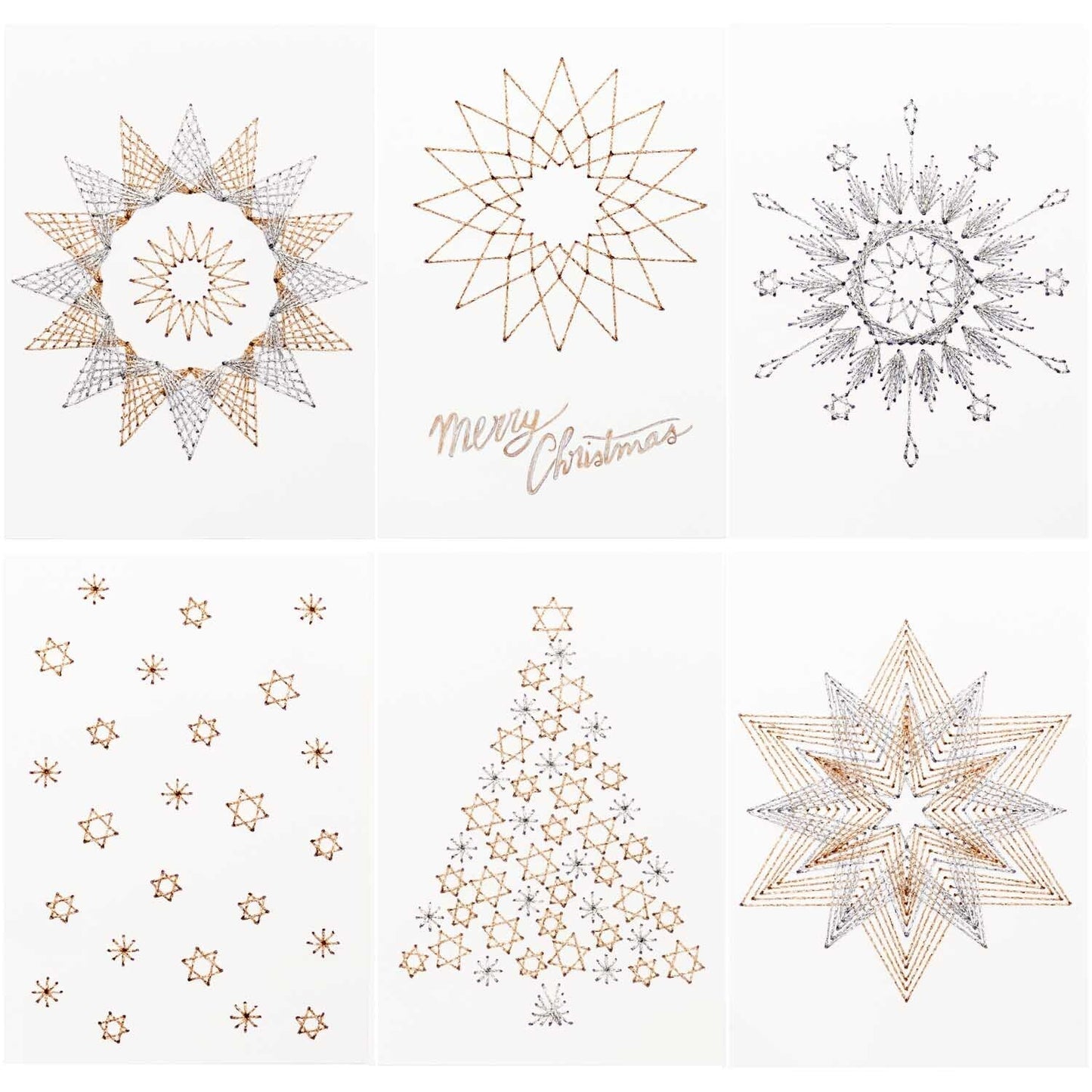 Rico-Design Postkarten zum Besticken in Gold/Silber 6 Stück inkl. Garn und Nadeln