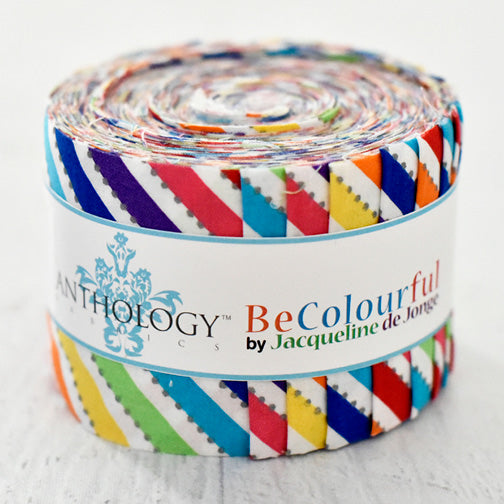 Jelly Roll BECOLOURFUL - Magic Stripe, Weiß/Bunt - 2,5" Strip Rolls (26 Streifen)