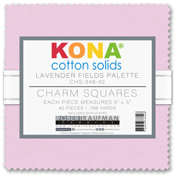 KONA COTTON, CHARM SQUARES 5 x 5 Inch (42 teilig) - Lavender Fields Palette