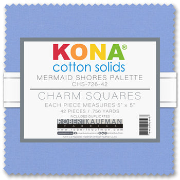 KONA COTTON, CHARM SQUARES 5 x 5 Inch (42 teilig) - Mermaid Shores Palette