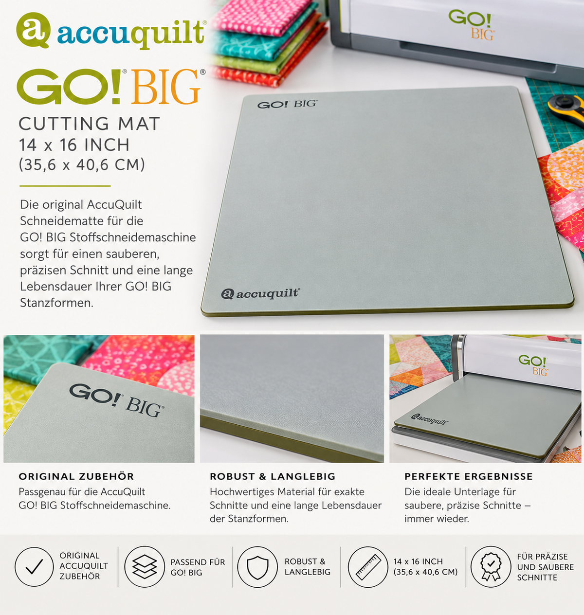 AccuQuilt GO! BIG Cutting Mat – 14 × 16 Inch - Nur für Accu-Quilt GO BIG geeignet