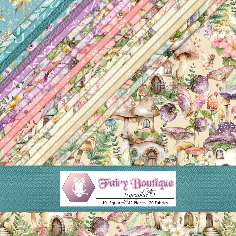 10 Inch Charm Pack Layer Cake „FAIRY BOUTIQUE“ 42 Stück 100% Cotton Baumwolle