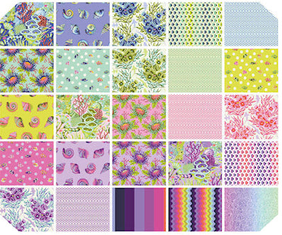 Floral Reef 10 Inch Charm Pack Layer Cake Tula Pink Ink 42 Stück 100% Cotton Baumwolle