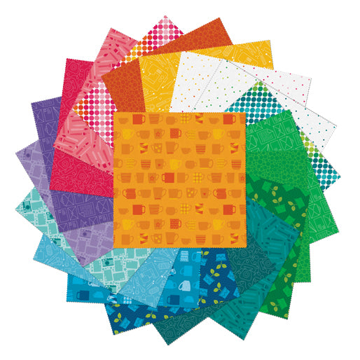 10 Inch Charm Pack Layer Cake „Happy Notes“ 42 Stück 100% Cotton Baumwolle