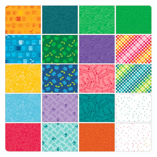10 Inch Charm Pack Layer Cake „Happy Notes“ 42 Stück 100% Cotton Baumwolle
