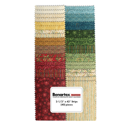 2,5 Inch Strips Paket "12 Days of Christmas" Benartex 40-teilig