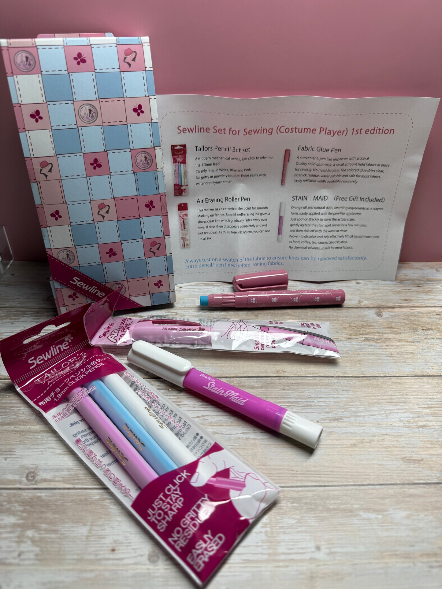 Sewline Set Tailor Pencil Glue Pen Air Erasing Fleckenentferner 6 teilig