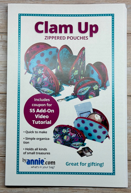 Schnittmuster "Clam Up" Zippered Pouch Täschchen 5 Größen by Annie