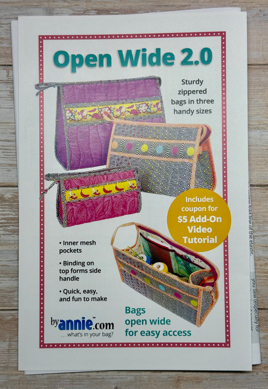 Schnittmuster Open Wide 2.0 Kulturtasche Projektbeutel 3 Größen by Annie