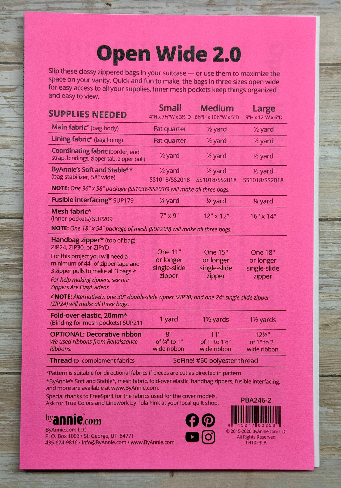 Schnittmuster Open Wide 2.0 Kulturtasche Projektbeutel 3 Größen by Annie