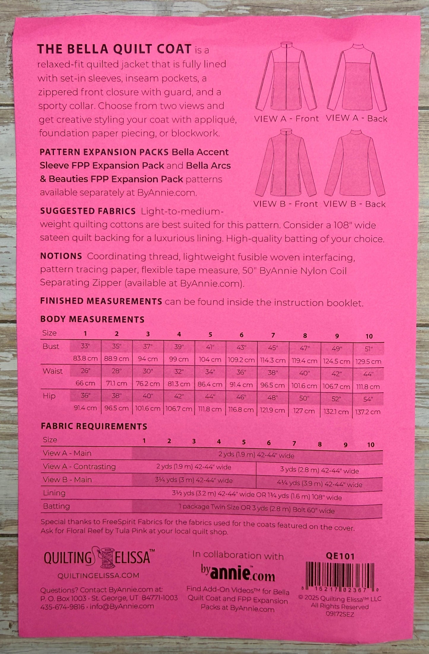 Bella Quilt Coat Starter Pattern Anleitung Jacke Patchwork Quilt byannie