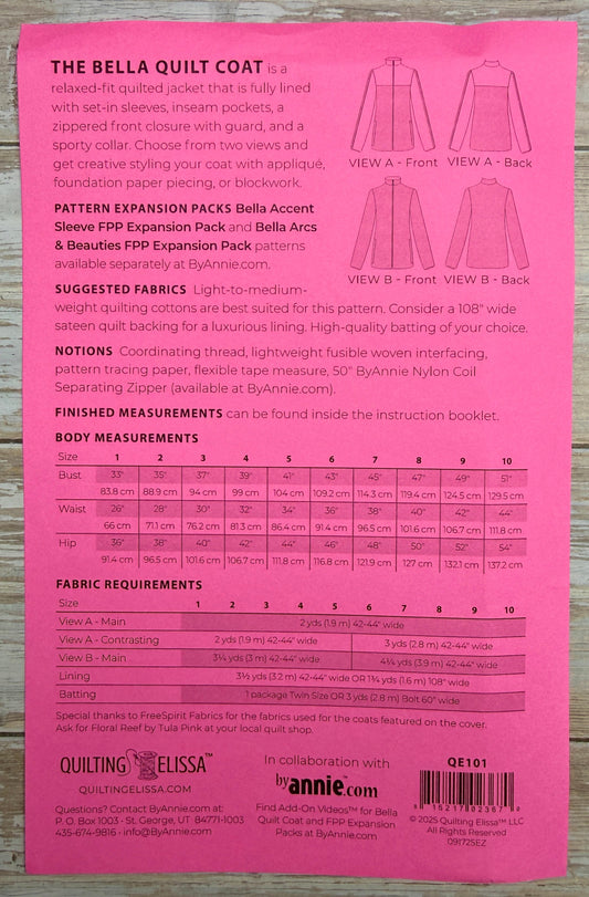 Bella Quilt Coat Starter Pattern Anleitung Jacke Patchwork Quilt byannie