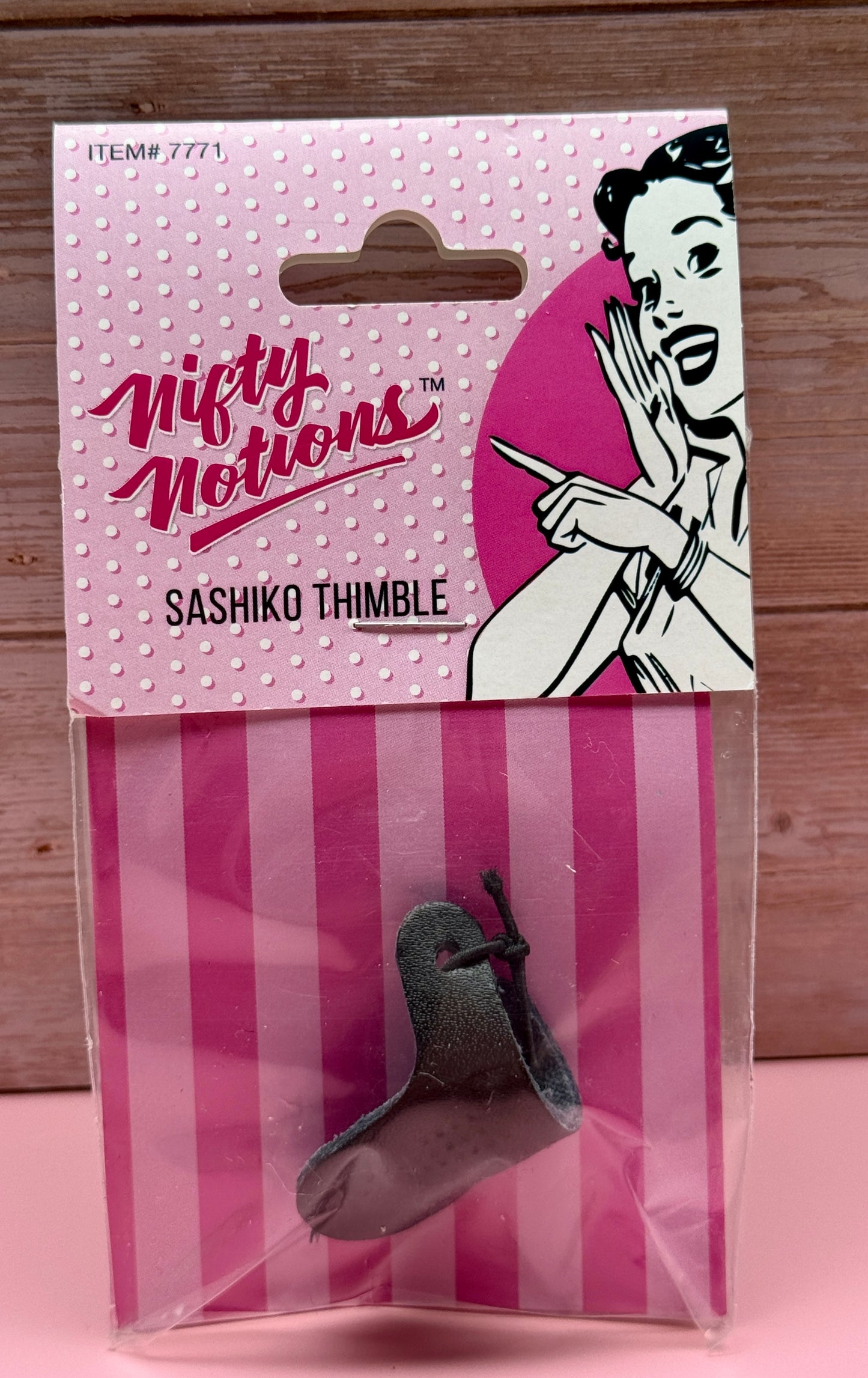 Sashiko Thimble Fingerhut Leder Schwarz Gummiband