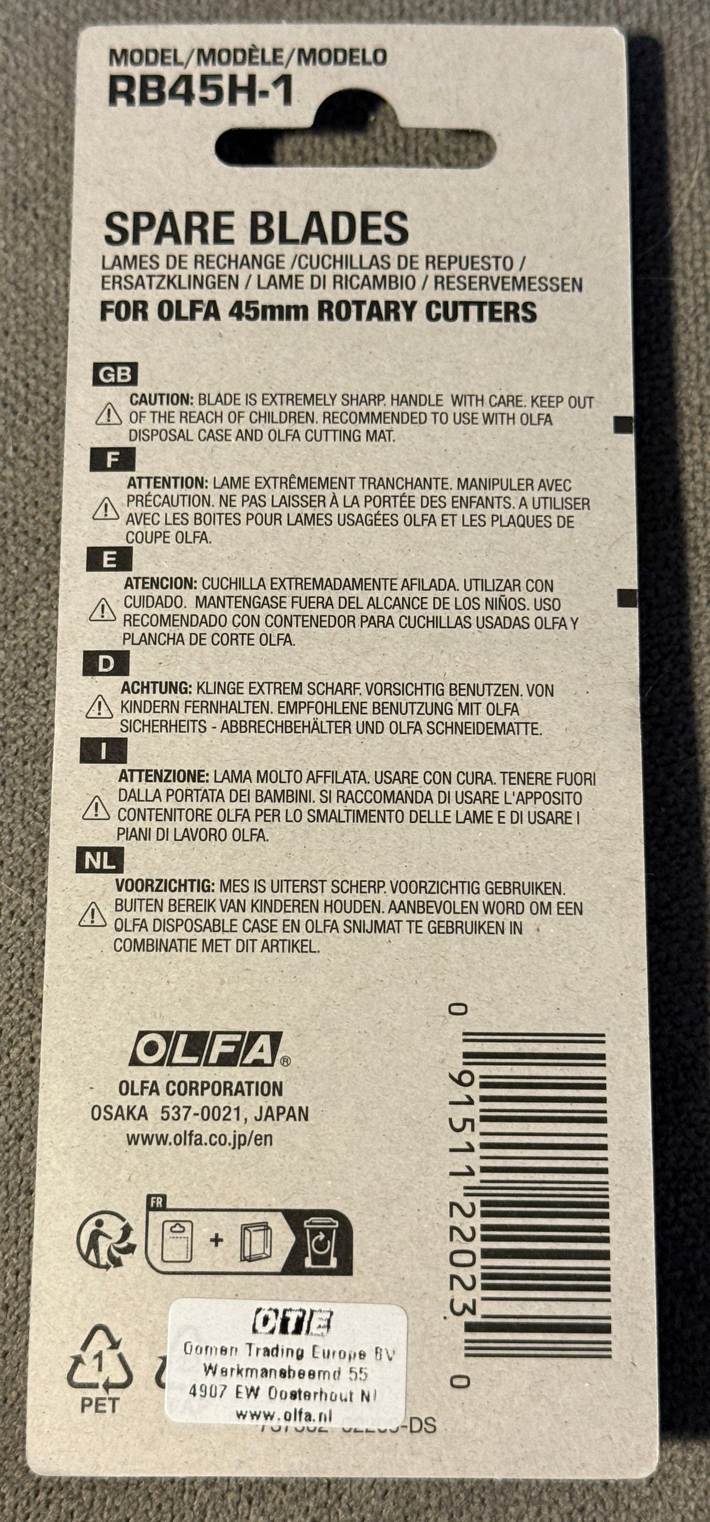 Olfa Endurance Blades 45 mm Durchmesser Einzelpackung Art. Nr. RB45H-1