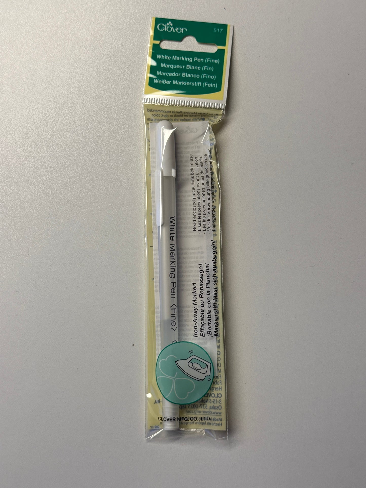 Clover White Marking Pen Iron away Marker Markierstift weiß wegbügelbar