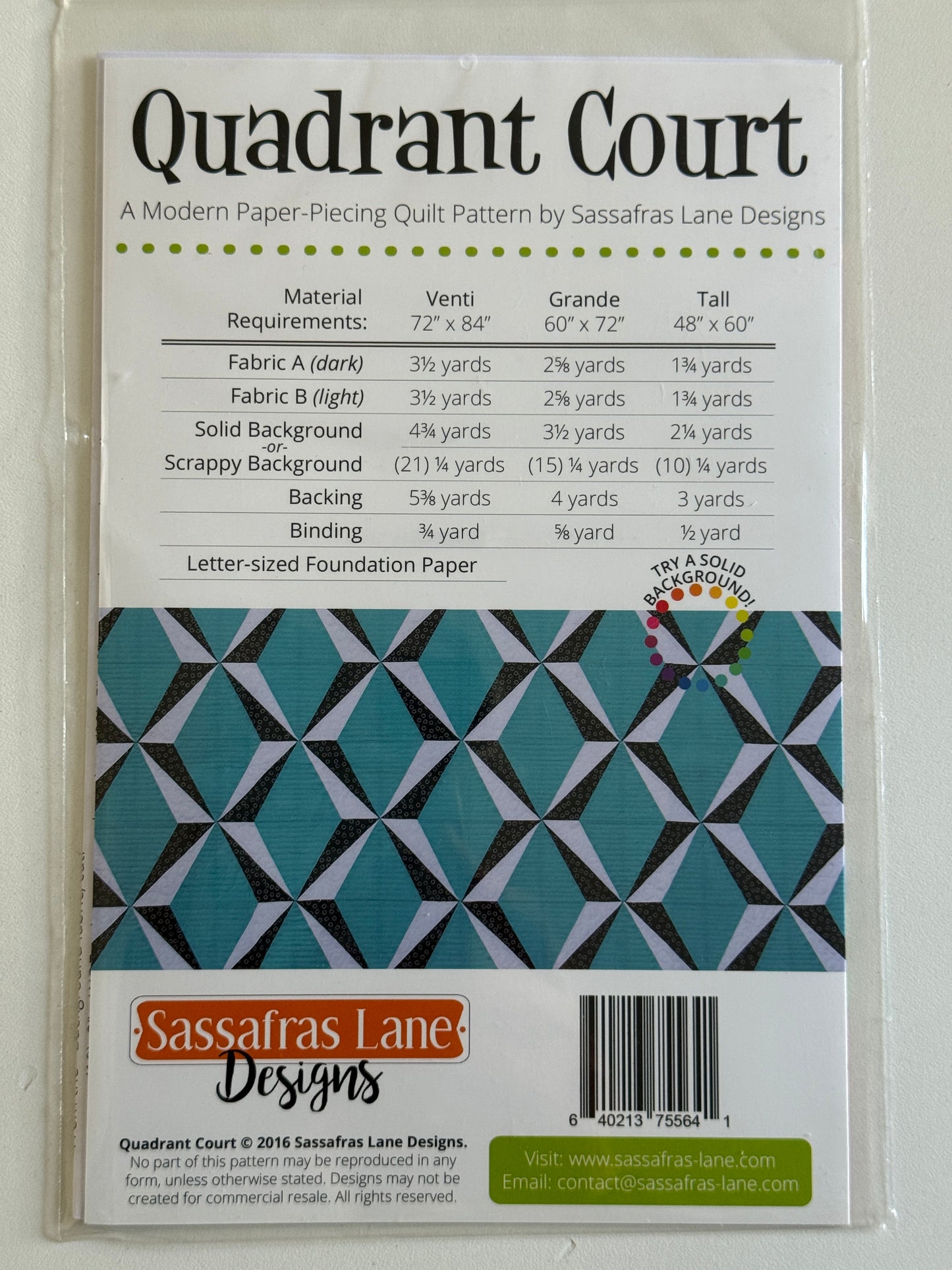 Anleitung - Quadrant Court von Sassafras Lane Designs - 3 Größen - FPP