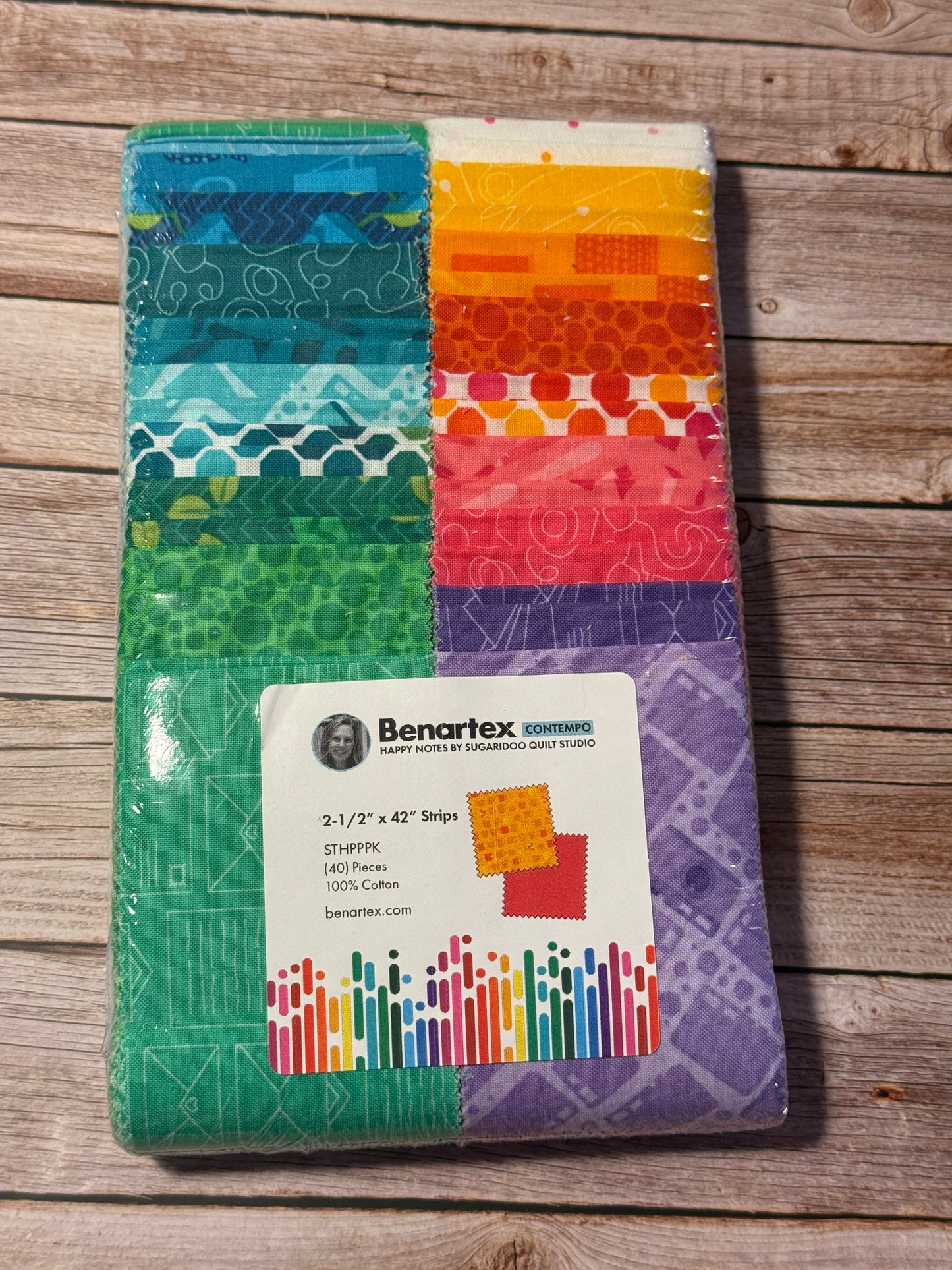 2,5 Inch Strips Paket "Happy Notes" Sugaridoo Benartex 40-teilig