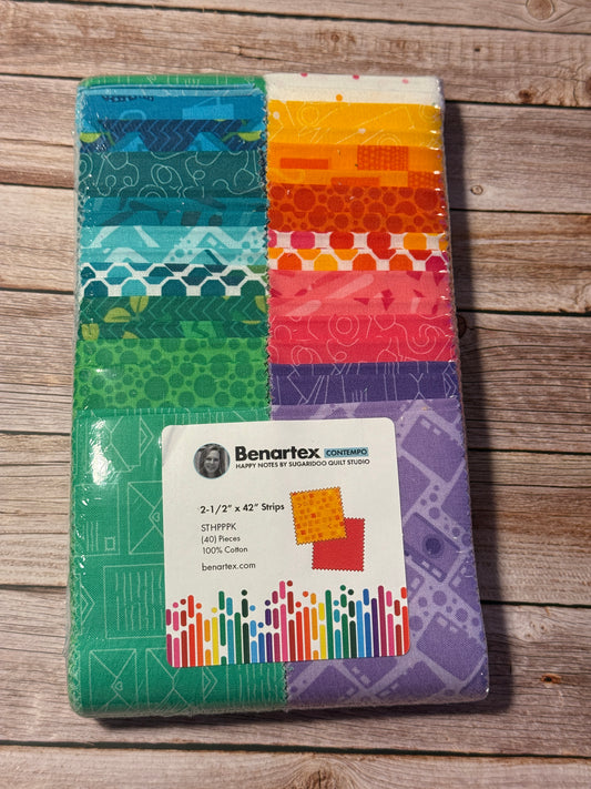 2,5 Inch Strips Paket "Happy Notes" Sugaridoo Benartex 40-teilig