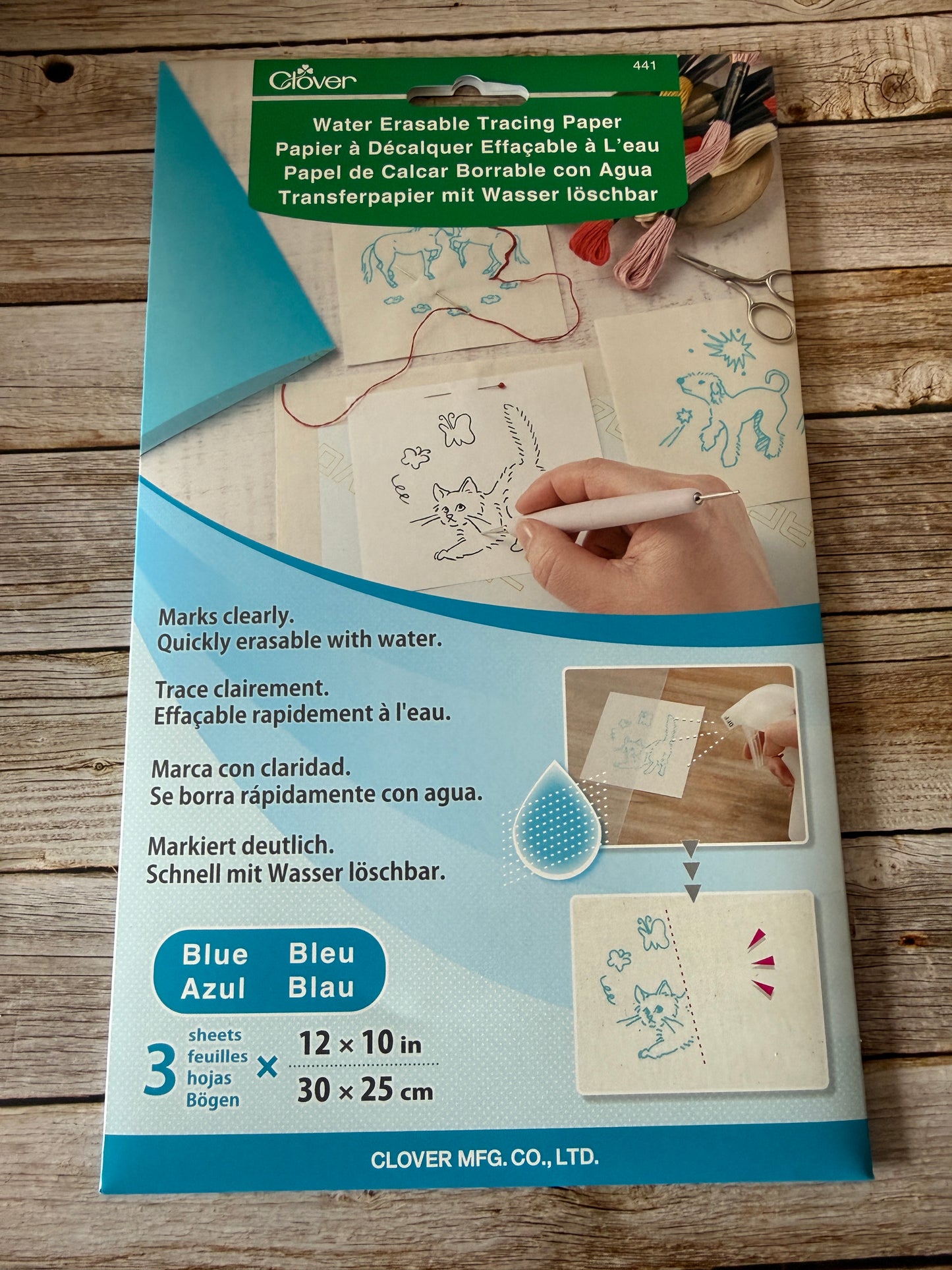 Clover - Transferpapier mit Wasser löshbar - 3 Blätter a 30 x 25 cm
