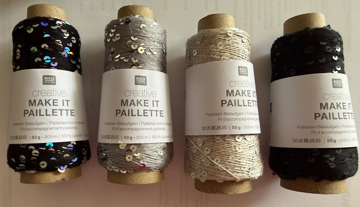 Beilaufgarn mit Pailletten - Rico Design - 50 gr, 305 m - verschiedene Farben