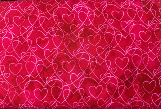 Forever love -  Meterware in rot - Konturen von Herzen