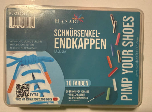 Hanabi Lace Cap – Schnürsenkel-Endkappen - Metall mit Werkzeug - 100 Stck in 10 Farben