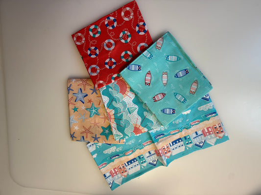 Fat Quarter Paket 5 Stück by the ocean II a ca. 45 x 53 cm Patchwork Quilten